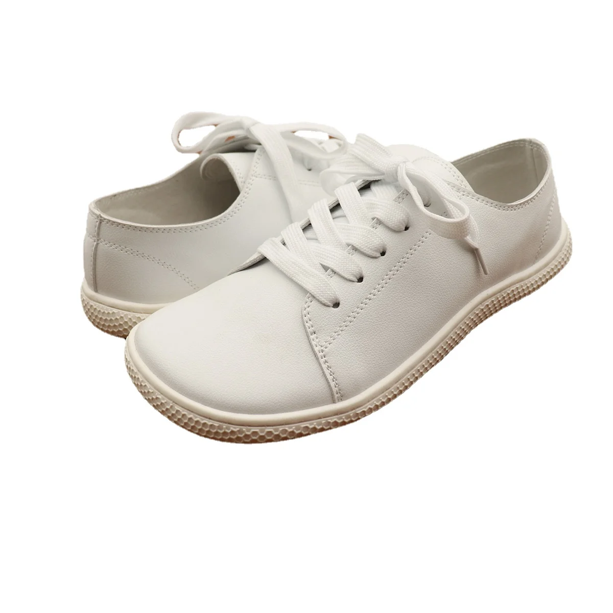 Tipsietoes 2025 Sprinng Barefoot Leather Sneaker For Women Flat Soft Thin Out Sole Zero Drop Wider Toe Box Flexible Light Weight