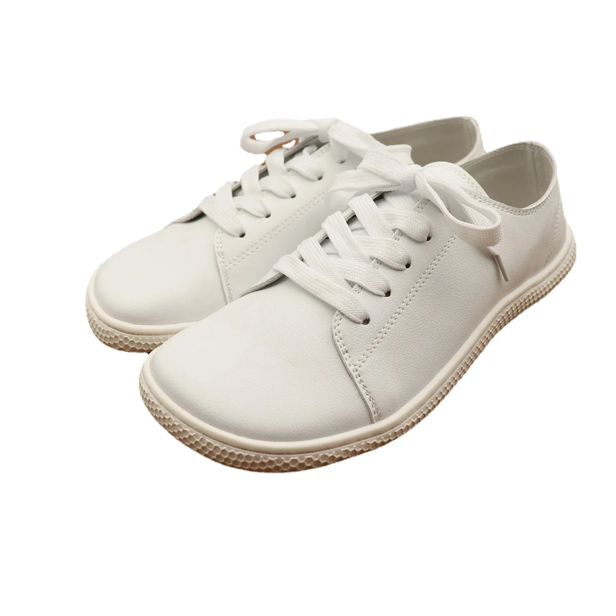Tipsietoes 2025 Sprinng Barefoot Leather Sneaker For Women Flat Soft Thin Out Sole Zero Drop Wider Toe Box Flexible Light Weight