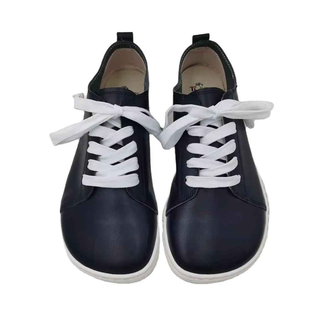 Tipsietoes 2025 Sprinng Barefoot Leather Sneaker For Women Flat Soft Thin Out Sole Zero Drop Wider Toe Box Flexible Light Weight