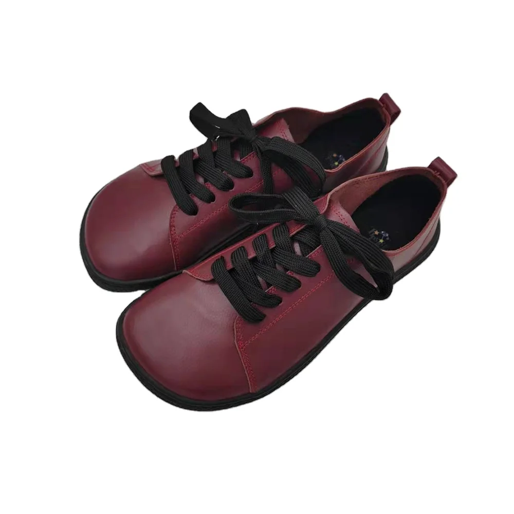Tipsietoes 2025 Sprinng Barefoot Leather Sneaker For Women Flat Soft Thin Out Sole Zero Drop Wider Toe Box Flexible Light Weight