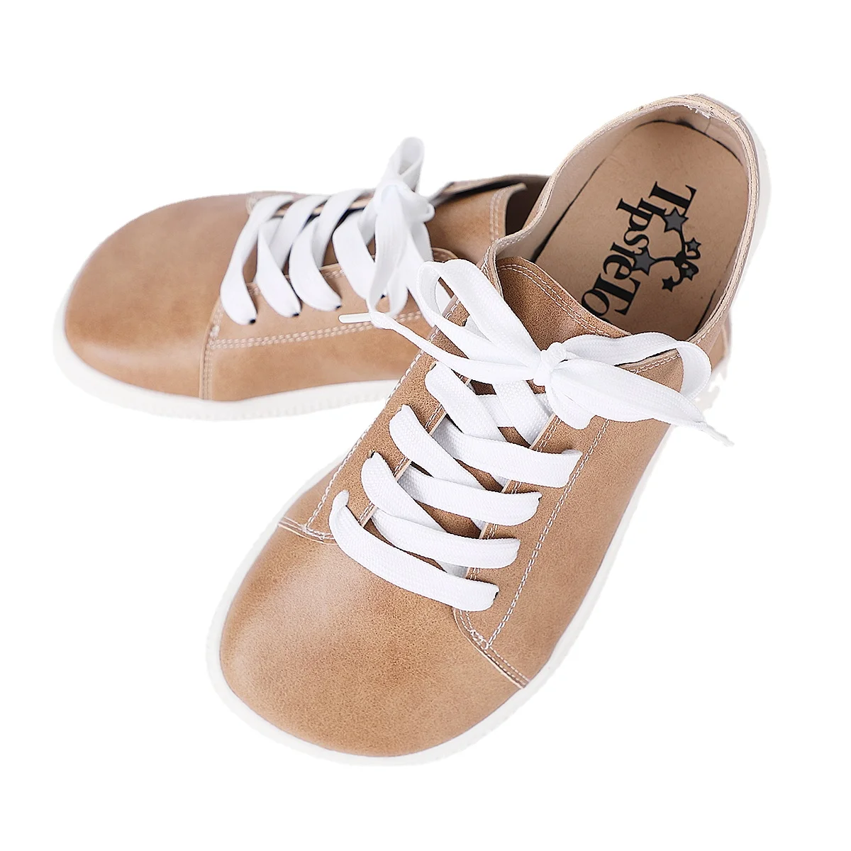 Tipsietoes 2025 Sprinng Barefoot Leather Sneaker For Women Flat Soft Thin Out Sole Zero Drop Wider Toe Box Flexible Light Weight