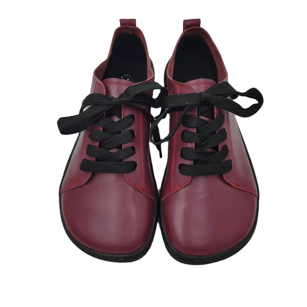 Tipsietoes 2025 Sprinng Barefoot Leather Sneaker For Women Flat Soft Thin Out Sole Zero Drop Wider Toe Box Flexible Light Weight