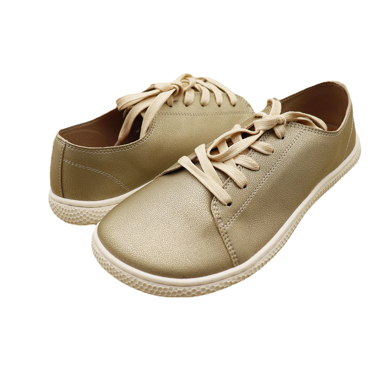 Tipsietoes 2025 Sprinng Barefoot Leather Sneaker For Women Flat Soft Thin Out Sole Zero Drop Wider Toe Box Flexible Light Weight