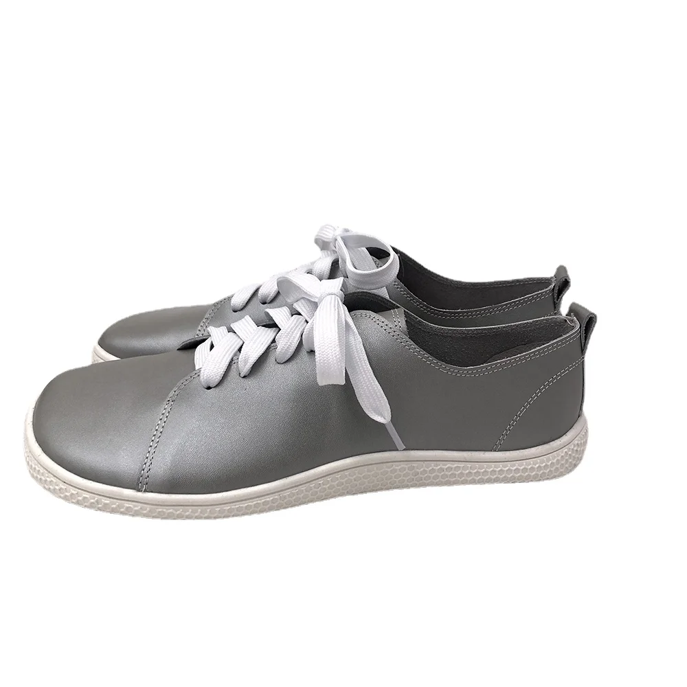 Tipsietoes 2025 Sprinng Barefoot Leather Sneaker For Women Flat Soft Thin Out Sole Zero Drop Wider Toe Box Flexible Light Weight