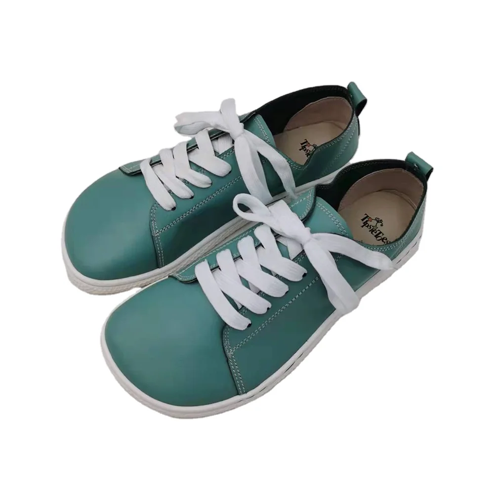 Tipsietoes 2025 Sprinng Barefoot Leather Sneaker For Women Flat Soft Thin Out Sole Zero Drop Wider Toe Box Flexible Light Weight