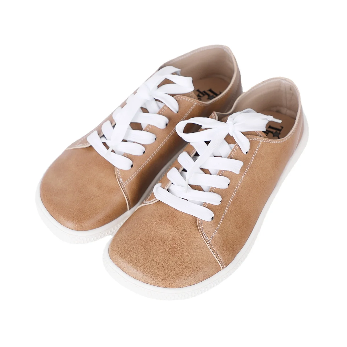 Tipsietoes 2025 Sprinng Barefoot Leather Sneaker For Women Flat Soft Thin Out Sole Zero Drop Wider Toe Box Flexible Light Weight