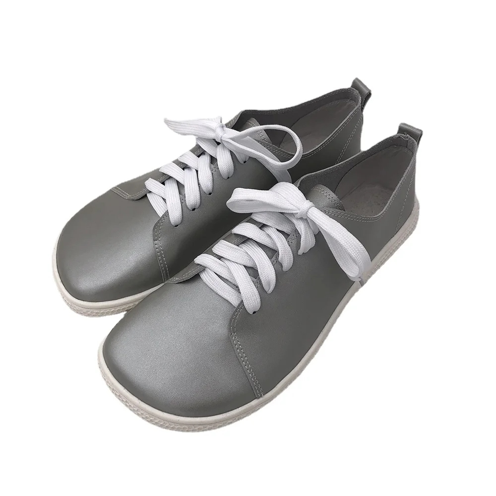 Tipsietoes 2025 Sprinng Barefoot Leather Sneaker For Women Flat Soft Thin Out Sole Zero Drop Wider Toe Box Flexible Light Weight