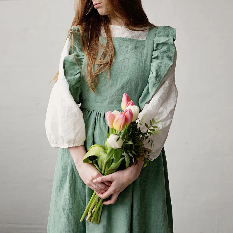 2026 New Cotton Linen Summer Women's Dress Casual Petal Sleeve Back Cross Elegant Dresses For Women Long Midi Vestidos
