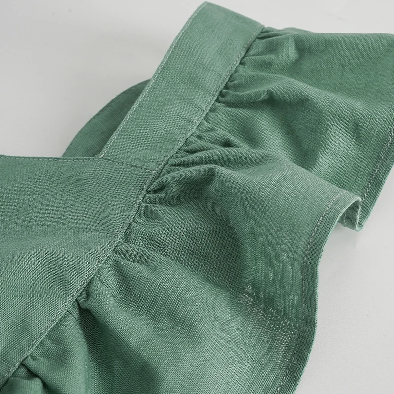 2026 New Cotton Linen Summer Women's Dress Casual Petal Sleeve Back Cross Elegant Dresses For Women Long Midi Vestidos
