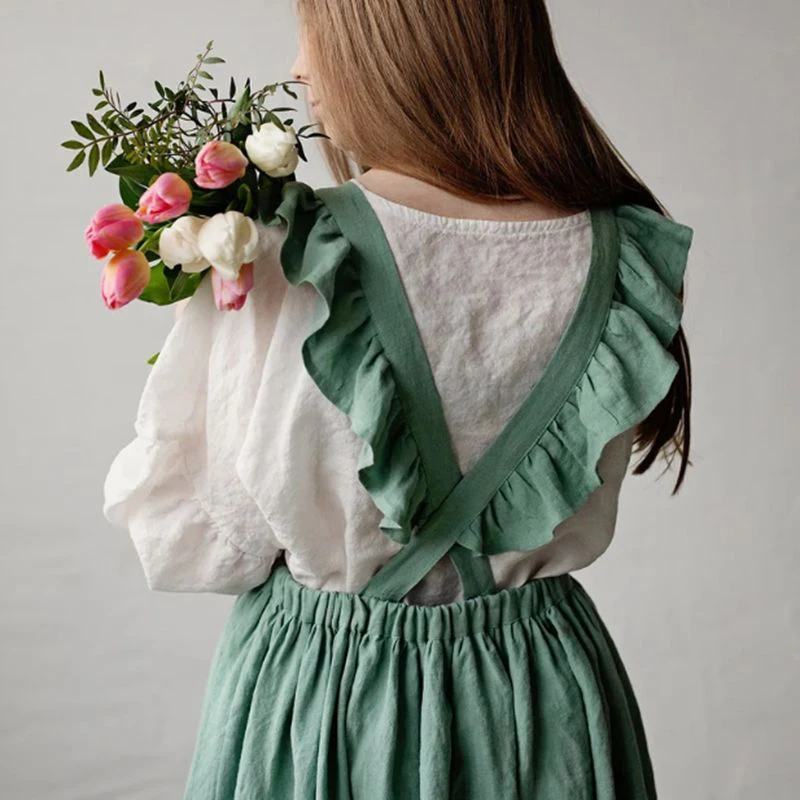 2026 New Cotton Linen Summer Women's Dress Casual Petal Sleeve Back Cross Elegant Dresses For Women Long Midi Vestidos