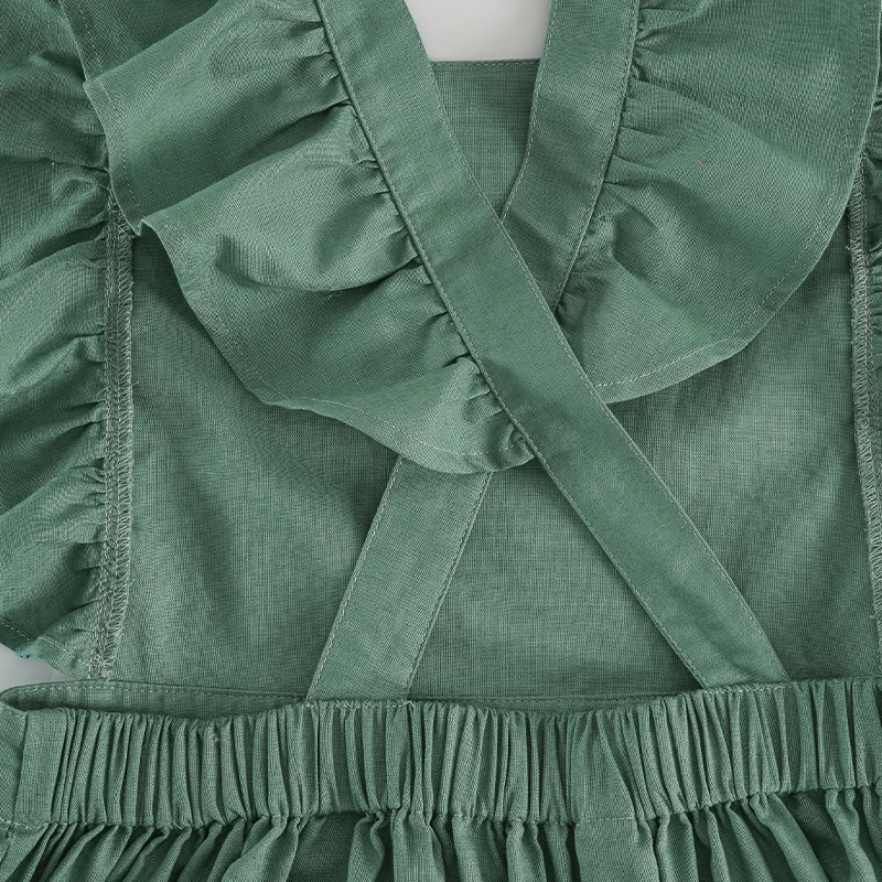 2026 New Cotton Linen Summer Women's Dress Casual Petal Sleeve Back Cross Elegant Dresses For Women Long Midi Vestidos