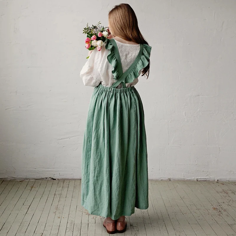 2026 New Cotton Linen Summer Women's Dress Casual Petal Sleeve Back Cross Elegant Dresses For Women Long Midi Vestidos