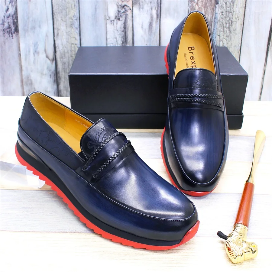 High-grade Leather Casual Men's Shoes Handmade Trendy Set of Feet Comfortable Sports Office Men's Banquet Leather Shoes