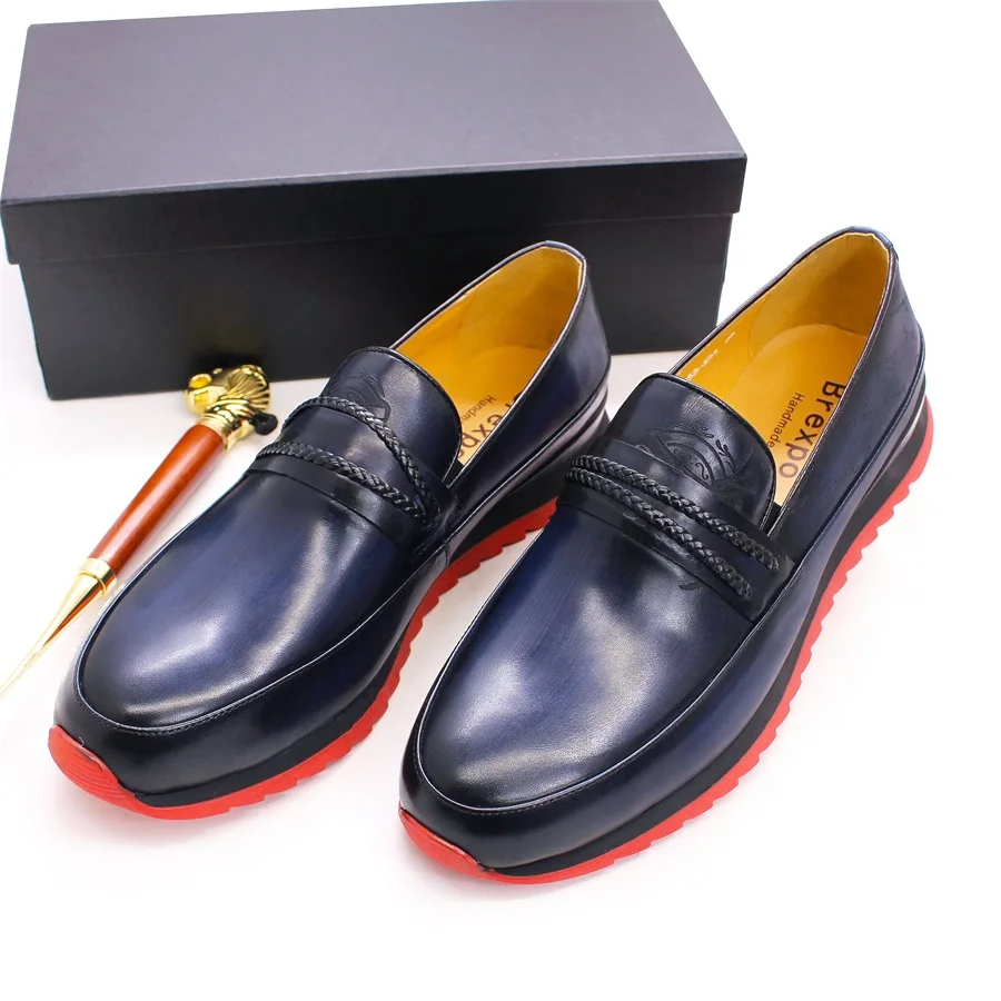 High-grade Leather Casual Men's Shoes Handmade Trendy Set of Feet Comfortable Sports Office Men's Banquet Leather Shoes