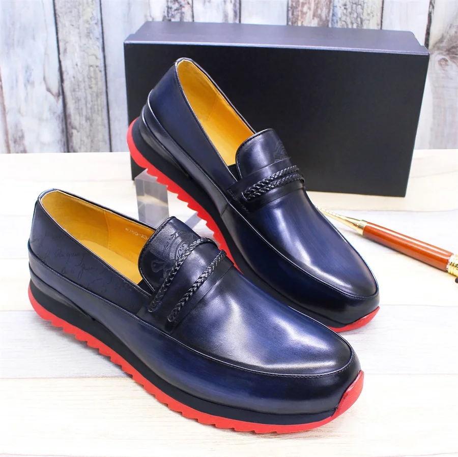 High-grade Leather Casual Men's Shoes Handmade Trendy Set of Feet Comfortable Sports Office Men's Banquet Leather Shoes