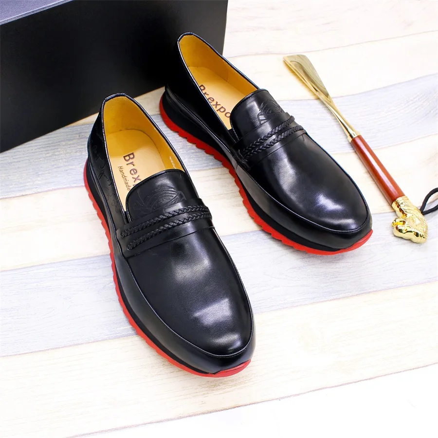 High-grade Leather Casual Men's Shoes Handmade Trendy Set of Feet Comfortable Sports Office Men's Banquet Leather Shoes
