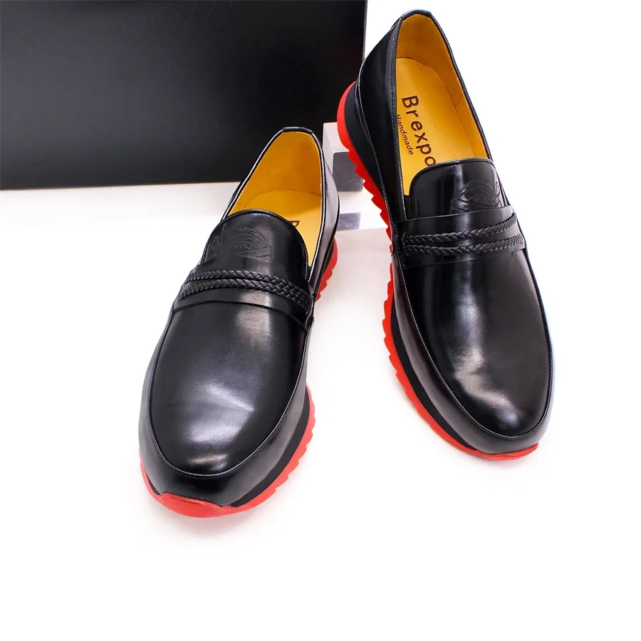 High-grade Leather Casual Men's Shoes Handmade Trendy Set of Feet Comfortable Sports Office Men's Banquet Leather Shoes