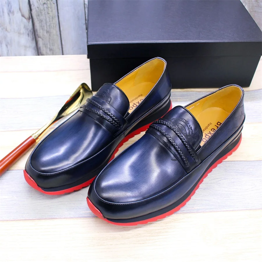High-grade Leather Casual Men's Shoes Handmade Trendy Set of Feet Comfortable Sports Office Men's Banquet Leather Shoes