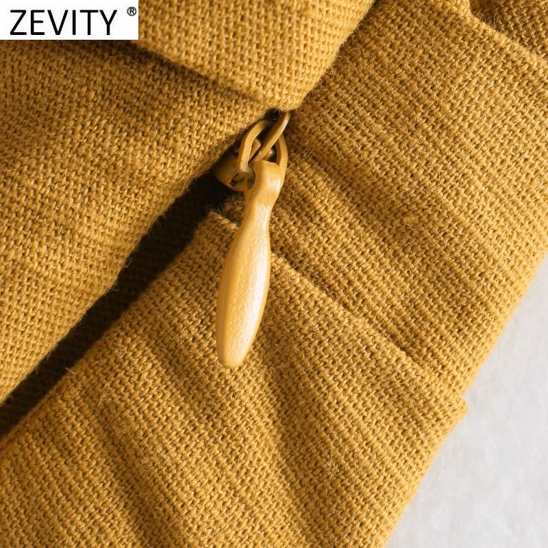Zevity Women Sexy Two Color Single Shoulder Knotted Linen Smock Blouse Lady Chic Pleat Side Zipper Crop Shirt Blusas Tops LS9969
