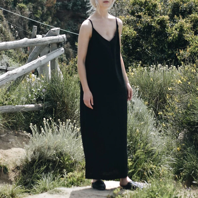 Casual Loose Cotton Linen Women'S Dresses 2026 Summer Sexy Spaghetti Strap Sleeveless Harajuku Long Midi Party Club Dress