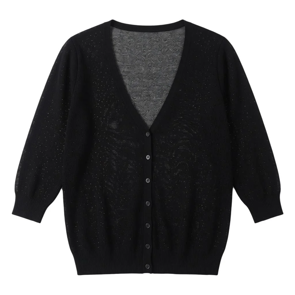Basic Outerwear Summer Cardigan Women Girls Knitted Ladies Sweaters Cropped Crochet Top Knitwear Black Bolero Woman Jersey Tops
