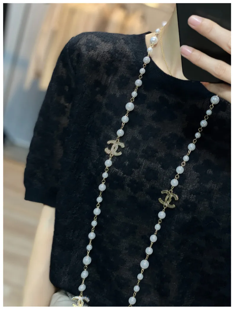 French elegant knit short sleeve women's round collar floral mulberry silk T - shirt thin temperament loose ice silk jacket