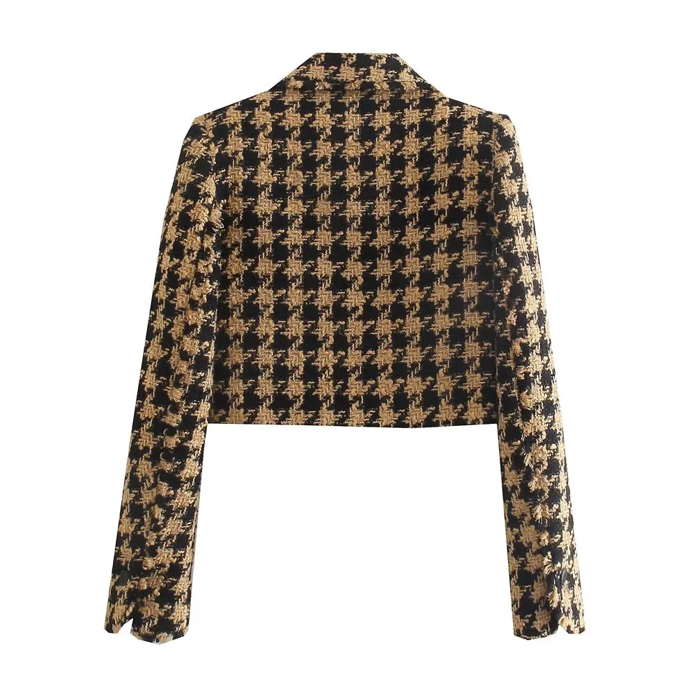xikom 2021 Tweed Summer Women Two-piece Set Vintage Plaid long Sleeve short Blazer coat Female Slim High Waist Skirt Suits