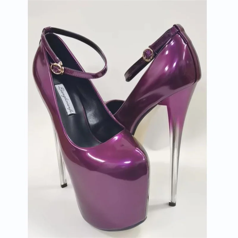 Crossdresser Red 19cm Ultra High Metal Thin Heels Cosplay Lace Bling Pumps Wedding Shoes Woman Steel Pipe Dance Stilettos