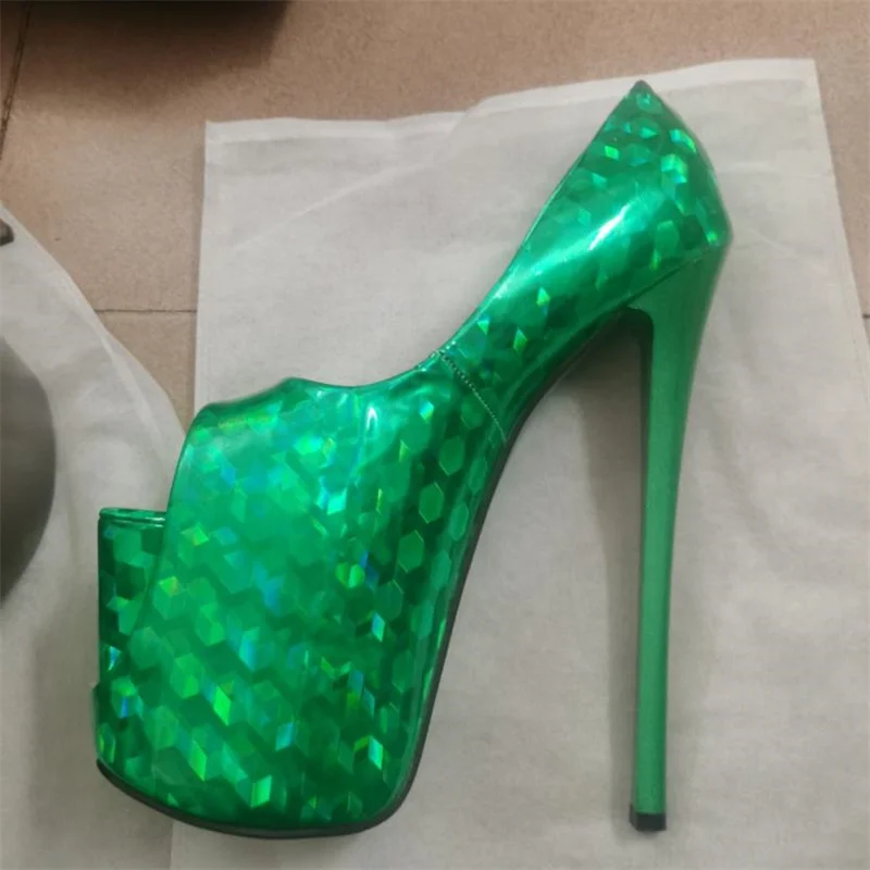 Crossdresser Red 19cm Ultra High Metal Thin Heels Cosplay Lace Bling Pumps Wedding Shoes Woman Steel Pipe Dance Stilettos