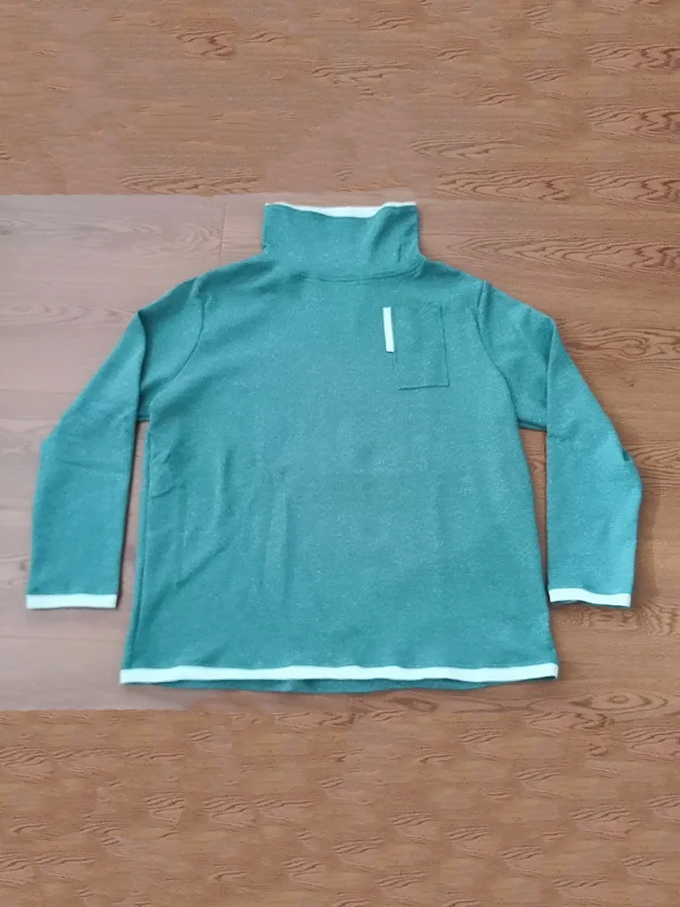 Amax luluE 2025 Turtleneck Loose Long Sleeve Tee Shirt Women Casual Green Tops Female Clothes Solid Color Basic Winter T-shirts