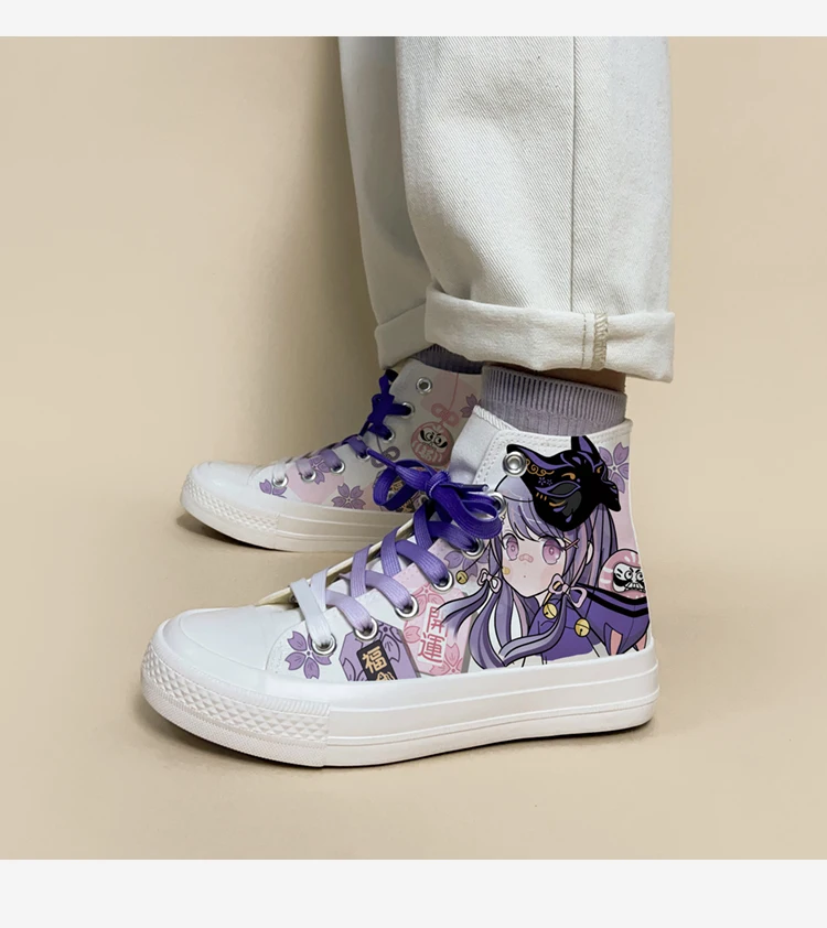 Amy and Michael Original Design Anmie Cartoon Sneakers Kawaii Girl Students Hand Painted Canvas Shoes  Women High Top Plimsolls