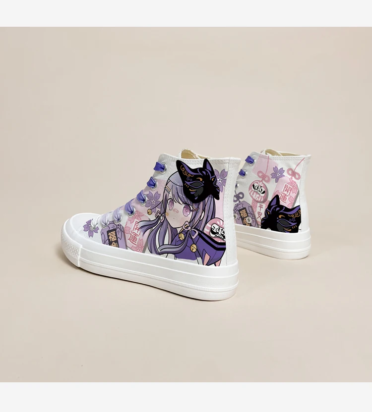 Amy and Michael Original Design Anmie Cartoon Sneakers Kawaii Girl Students Hand Painted Canvas Shoes  Women High Top Plimsolls