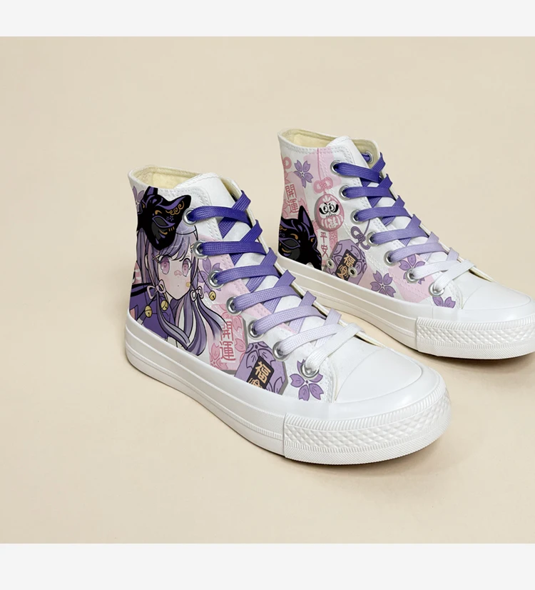 Amy and Michael Original Design Anmie Cartoon Sneakers Kawaii Girl Students Hand Painted Canvas Shoes  Women High Top Plimsolls