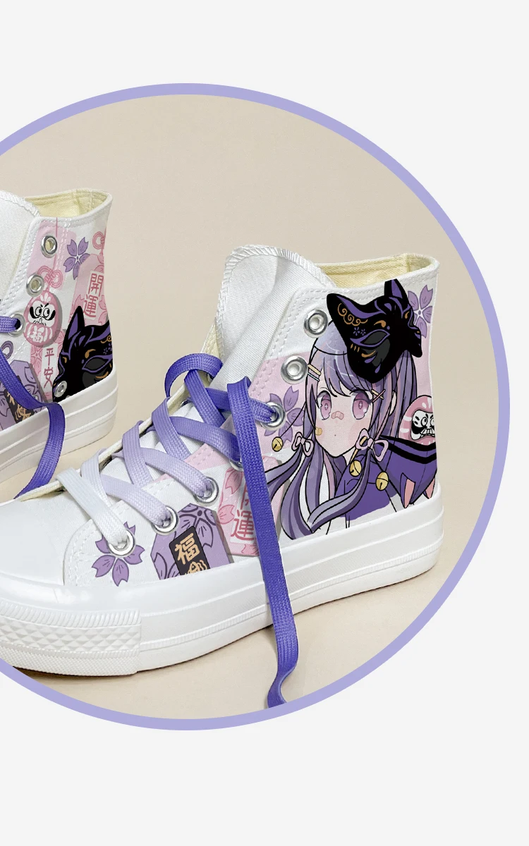 Amy and Michael Original Design Anmie Cartoon Sneakers Kawaii Girl Students Hand Painted Canvas Shoes  Women High Top Plimsolls