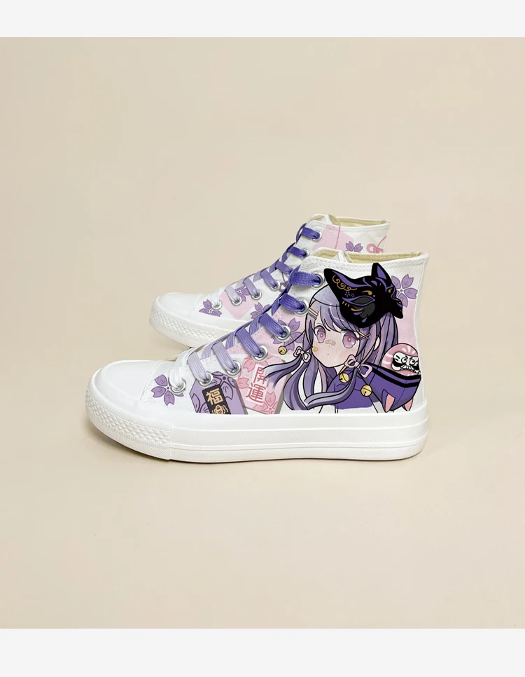 Amy and Michael Original Design Anmie Cartoon Sneakers Kawaii Girl Students Hand Painted Canvas Shoes  Women High Top Plimsolls
