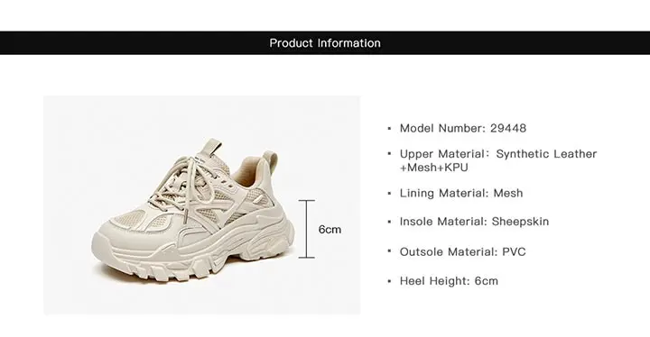 BeauToday Chunky Sneakers Women Synthetic Leather Mesh Patchwork Round Toe Lace-Up Thick Sole Ladies Sports Shoes Handmade 29448