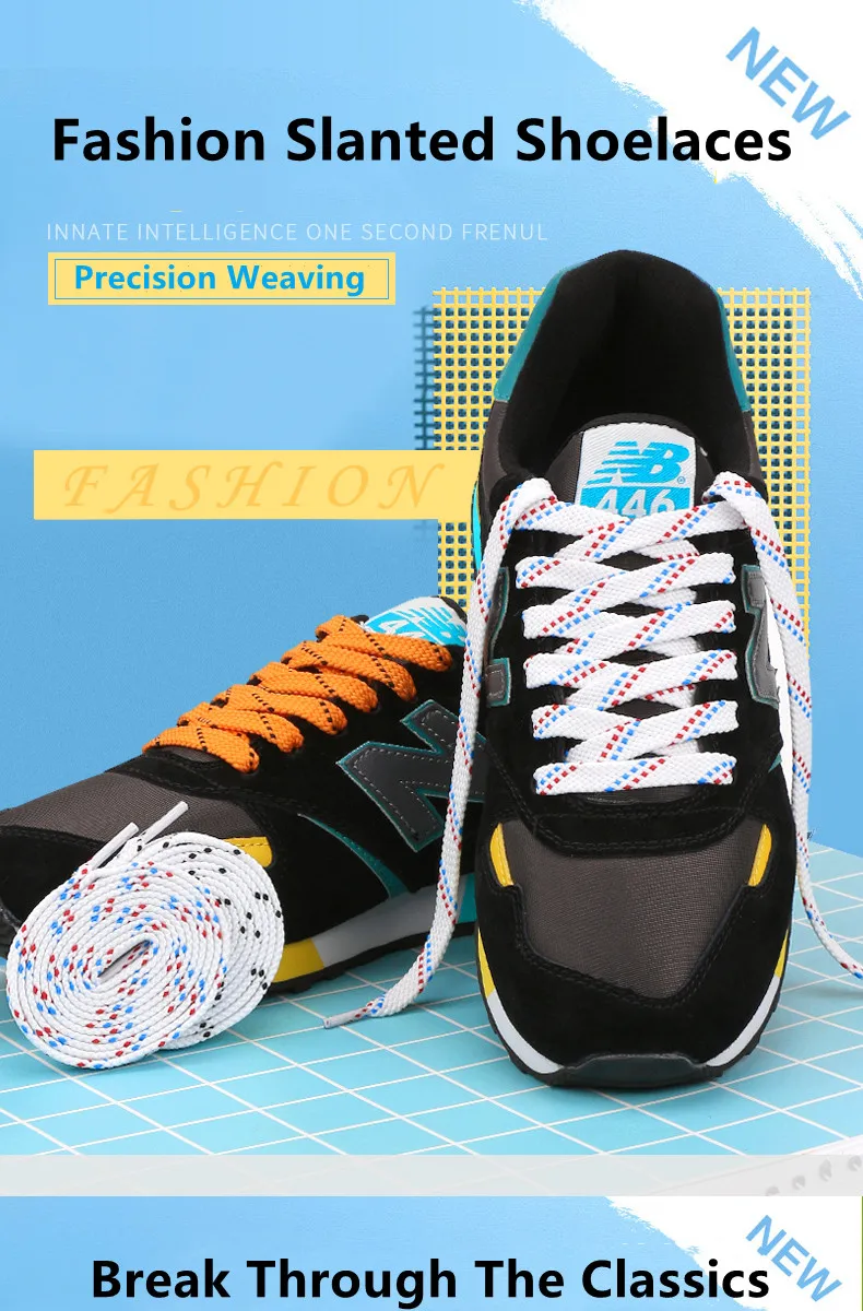 New Shoelaces for Sneakers Flat Shoelace Original Twill Two-Tone Pattern Premium Colorful Shoe Laces Athletic Unisex Shoestring