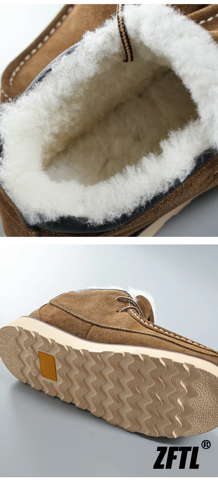 ZFTL Men's Winter Warm boots Wool Snow Casual Boots Men's cowhide thick-soled bread shoes Thickened casual men's cotton boots