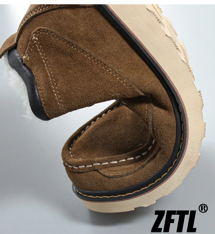 ZFTL Men's Winter Warm boots Wool Snow Casual Boots Men's cowhide thick-soled bread shoes Thickened casual men's cotton boots