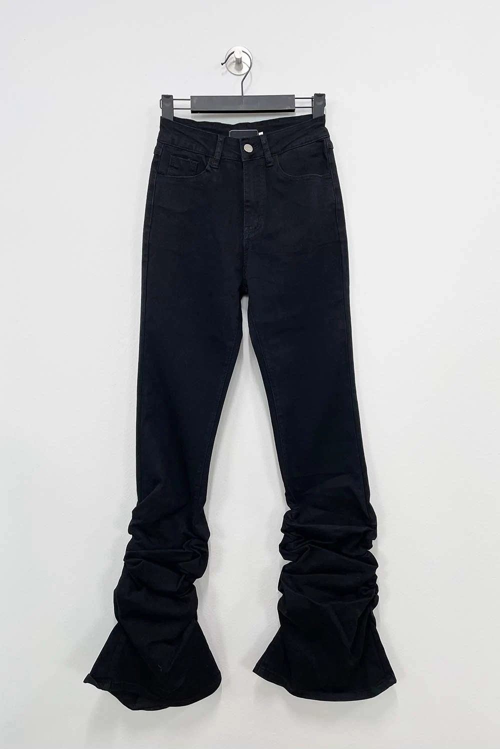 REDDACHiC Stacked Flare Jeans Women Black Trousers Goth Retro Solid Stretch High Rise Boot Cut Pants Japanese Korean Y2k Fashion