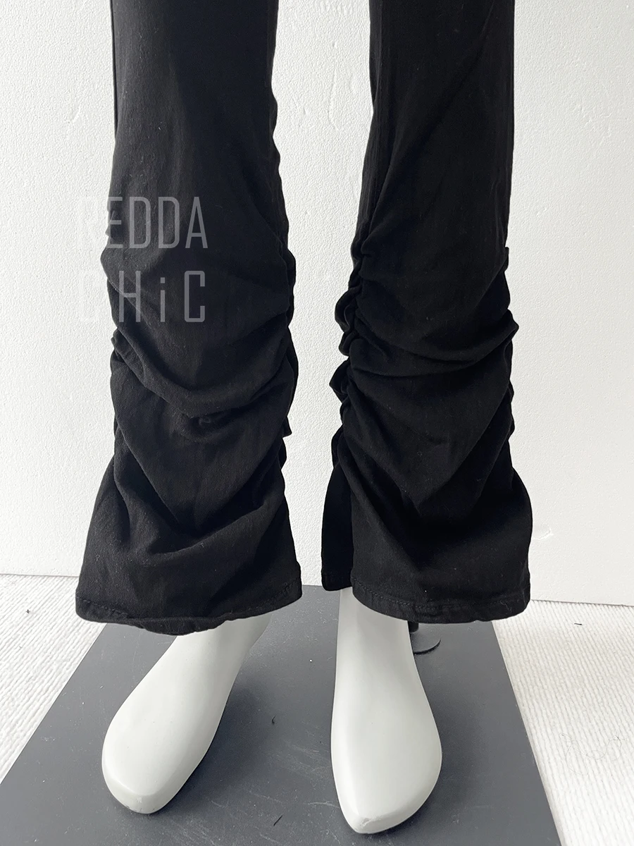 REDDACHiC Stacked Flare Jeans Women Black Trousers Goth Retro Solid Stretch High Rise Boot Cut Pants Japanese Korean Y2k Fashion