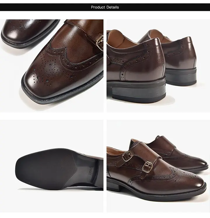 BeauToday Monk Shoes Women Genuine Cow Leather Buckle Strap Brogue Style Round Toe Casual Ladies Flats Handmade 27195