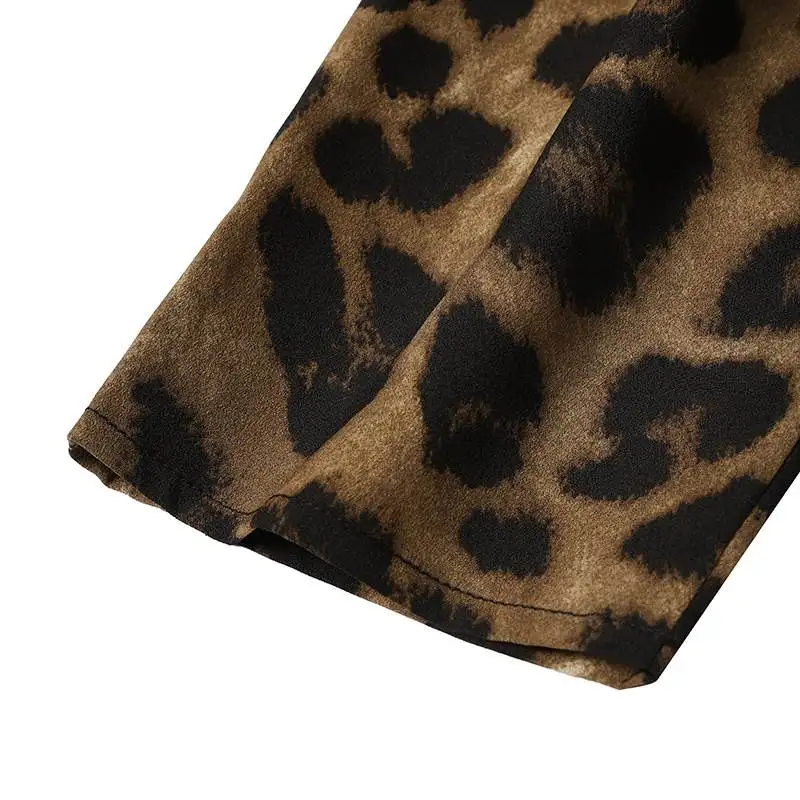 Fashion Women Leopard Print Pant Sets ZANZEA Casual Loose Tops and Pant Outfits 2023 Autumn Wide Leg Pant Leisure Two Piece Sets