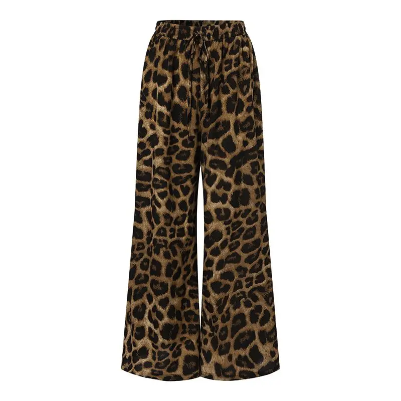 Fashion Women Leopard Print Pant Sets ZANZEA Casual Loose Tops and Pant Outfits 2023 Autumn Wide Leg Pant Leisure Two Piece Sets