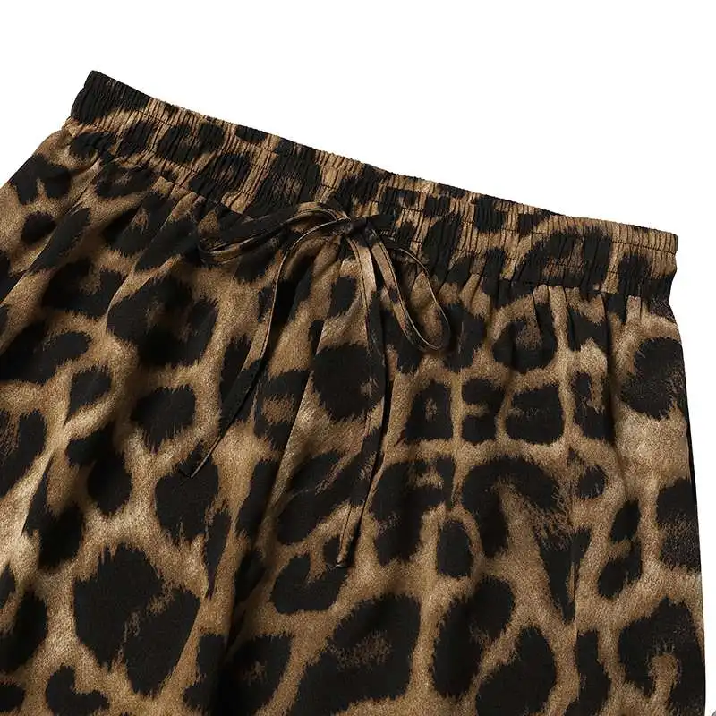 Fashion Women Leopard Print Pant Sets ZANZEA Casual Loose Tops and Pant Outfits 2023 Autumn Wide Leg Pant Leisure Two Piece Sets