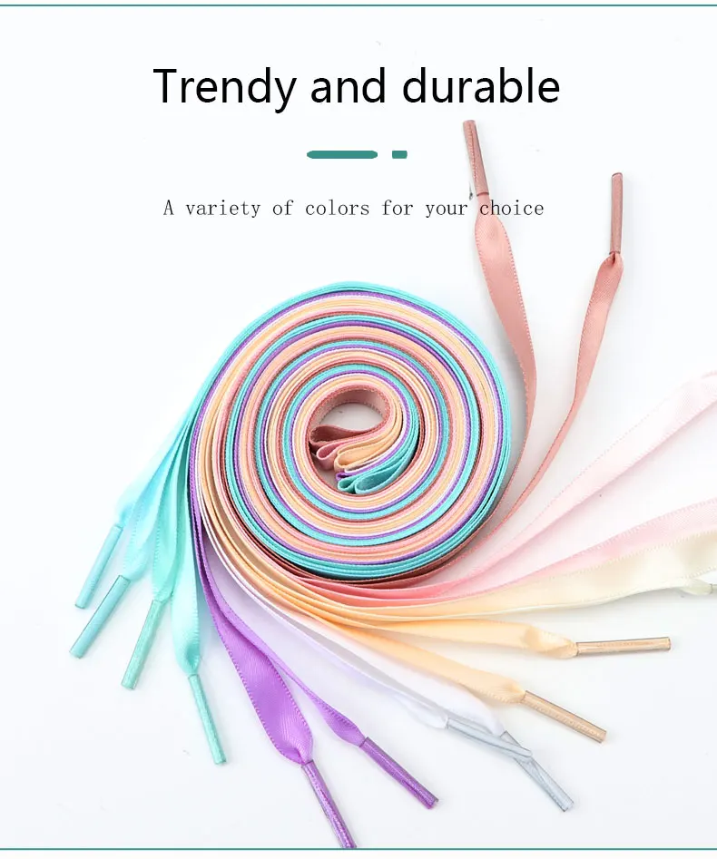 Silk Ribbon Shoe Laces Satin Flat Shoelaces Women Sneakers Shoelace Boots Laces for Shoes Decoration Casual Shoestring 1Pair