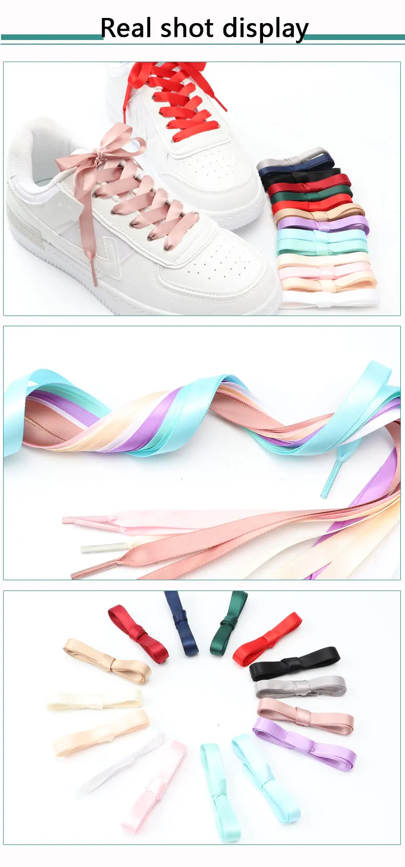 Silk Ribbon Shoe Laces Satin Flat Shoelaces Women Sneakers Shoelace Boots Laces for Shoes Decoration Casual Shoestring 1Pair