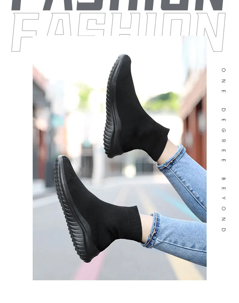 MWY Socks Sneakers Women Knit Upper Breathable Sport Shoes Sock Boots Woman Chunky Shoes High Top Running Shoes For Men Women