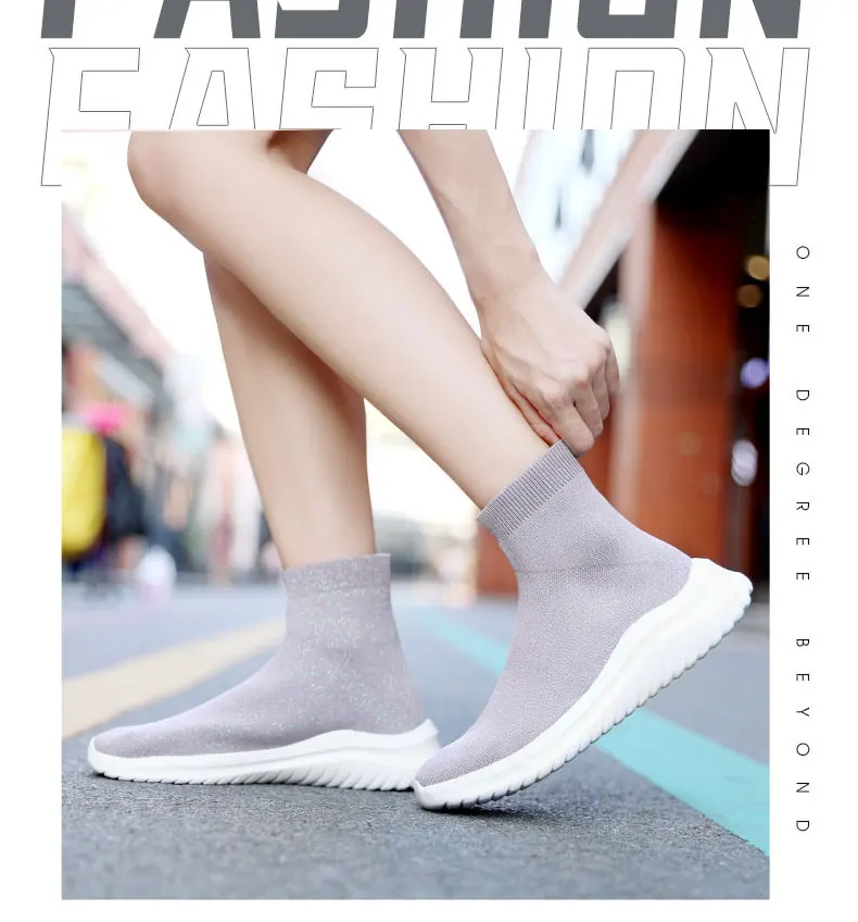 MWY Socks Sneakers Women Knit Upper Breathable Sport Shoes Sock Boots Woman Chunky Shoes High Top Running Shoes For Men Women