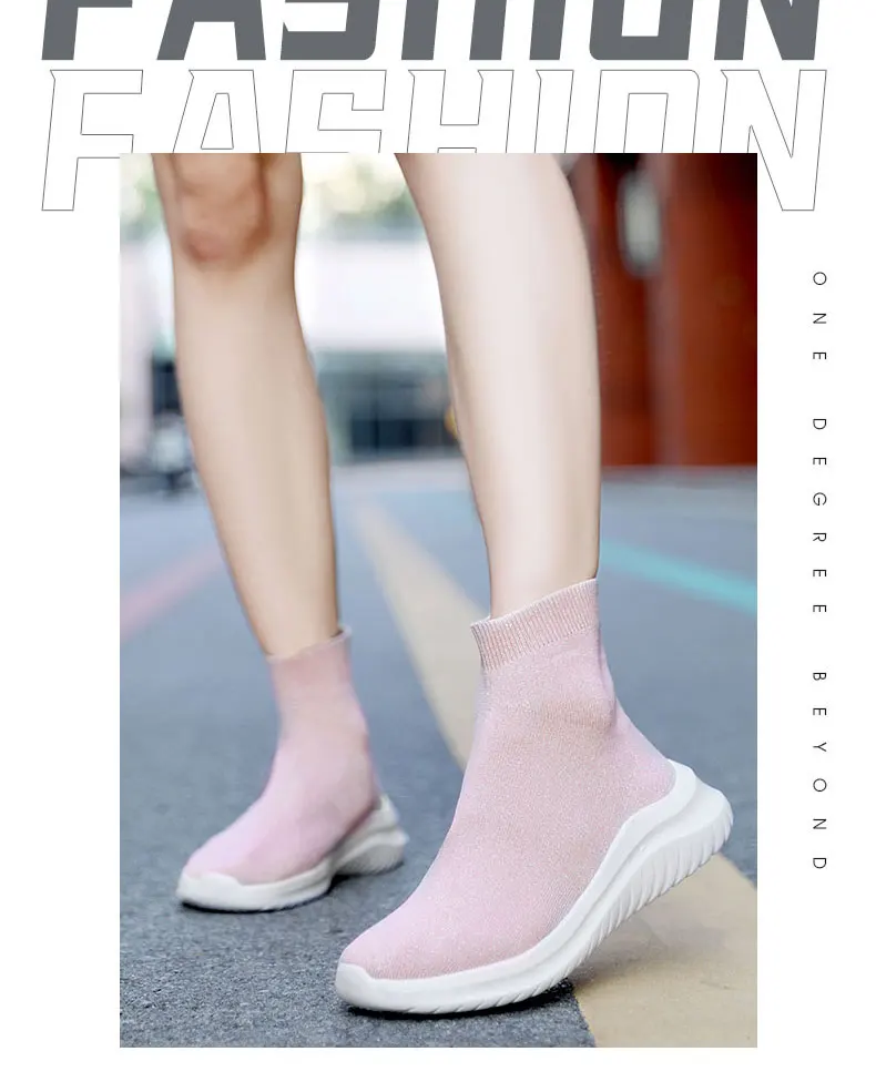 MWY Socks Sneakers Women Knit Upper Breathable Sport Shoes Sock Boots Woman Chunky Shoes High Top Running Shoes For Men Women
